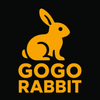 Yellow rabbit logo with 'GOGO RABBIT' text on a black background